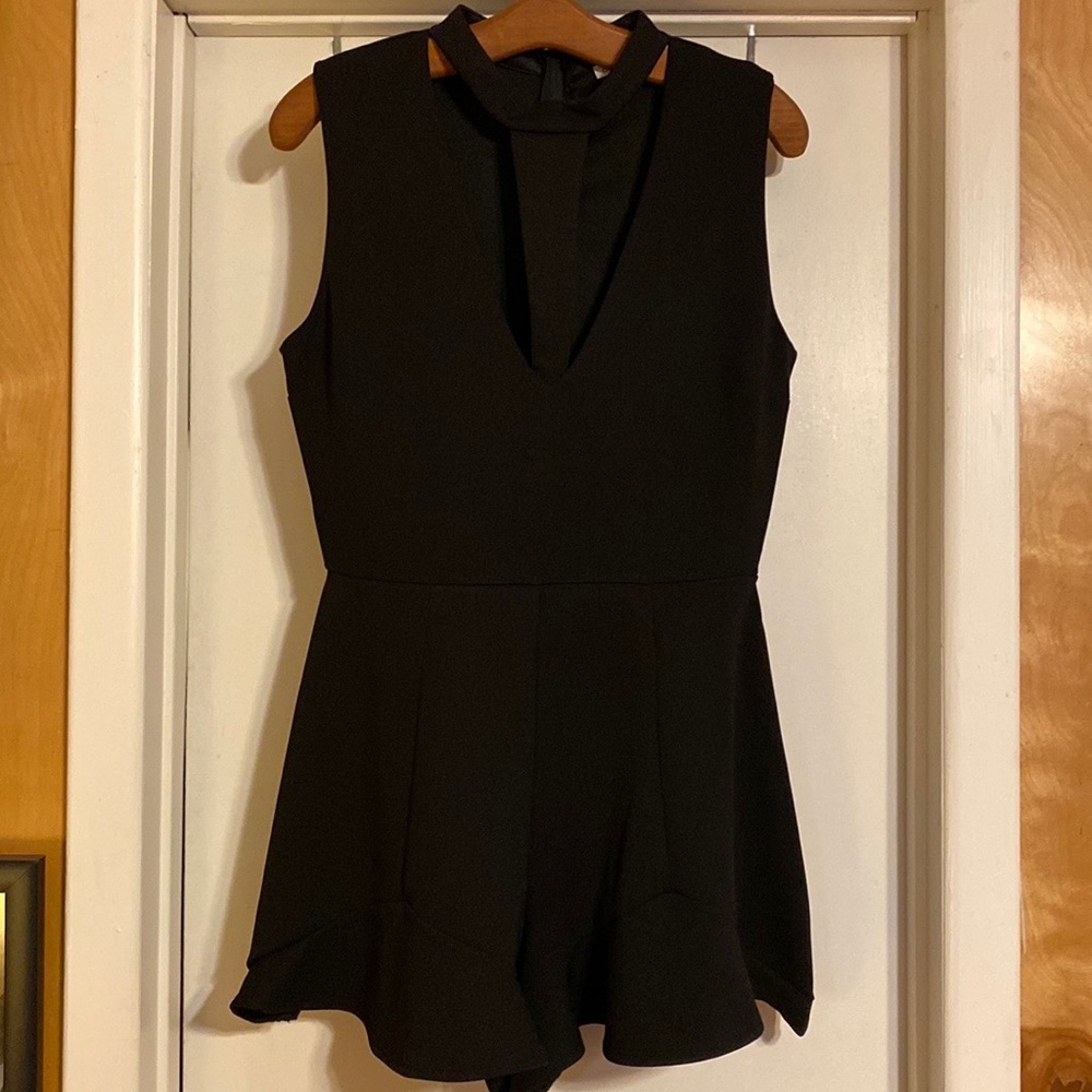 Charlotte Russe Short romper with t strap front black